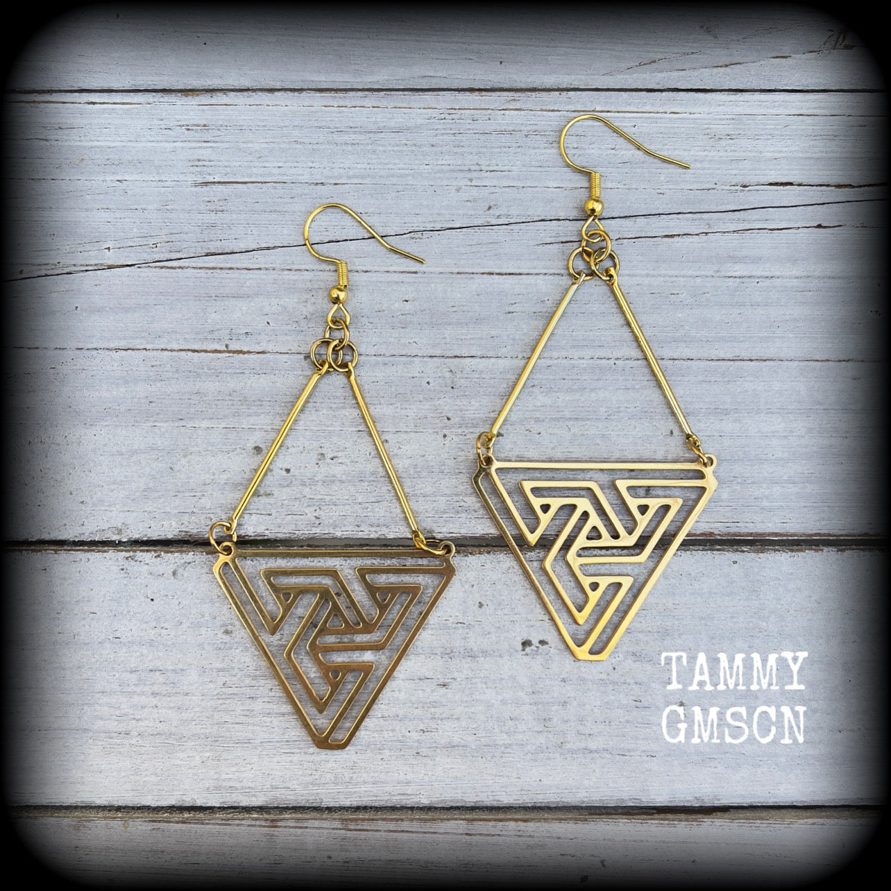 MC Escher triangle earrings-Geometric earrings