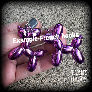 Pierced ears Balloon earrings Balloon animal earrings Balloon dog earrings Party earrings Purple earrings