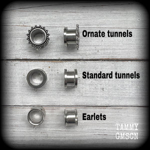 2 gauge tunnels 0 gauge tunnels 00 gauge tunnels 12mm tunnels 14mm tunnels 16mm tunnels 19mm tunnels 22mm tunnels 25mm tunnels Ear gauges Gauged Tunnel earrings  earrings Tunnel dangles Stretched ears Stretched lobes
