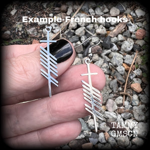 Ogham alphabet Ogham stave earrings Ogham jewellery Love jewlry Celtic earrings Irish earrings Pagan earrings Pagan jewelry Ear jewellery Body jewellery
