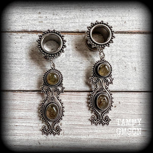 Labradorite gauged earrings 