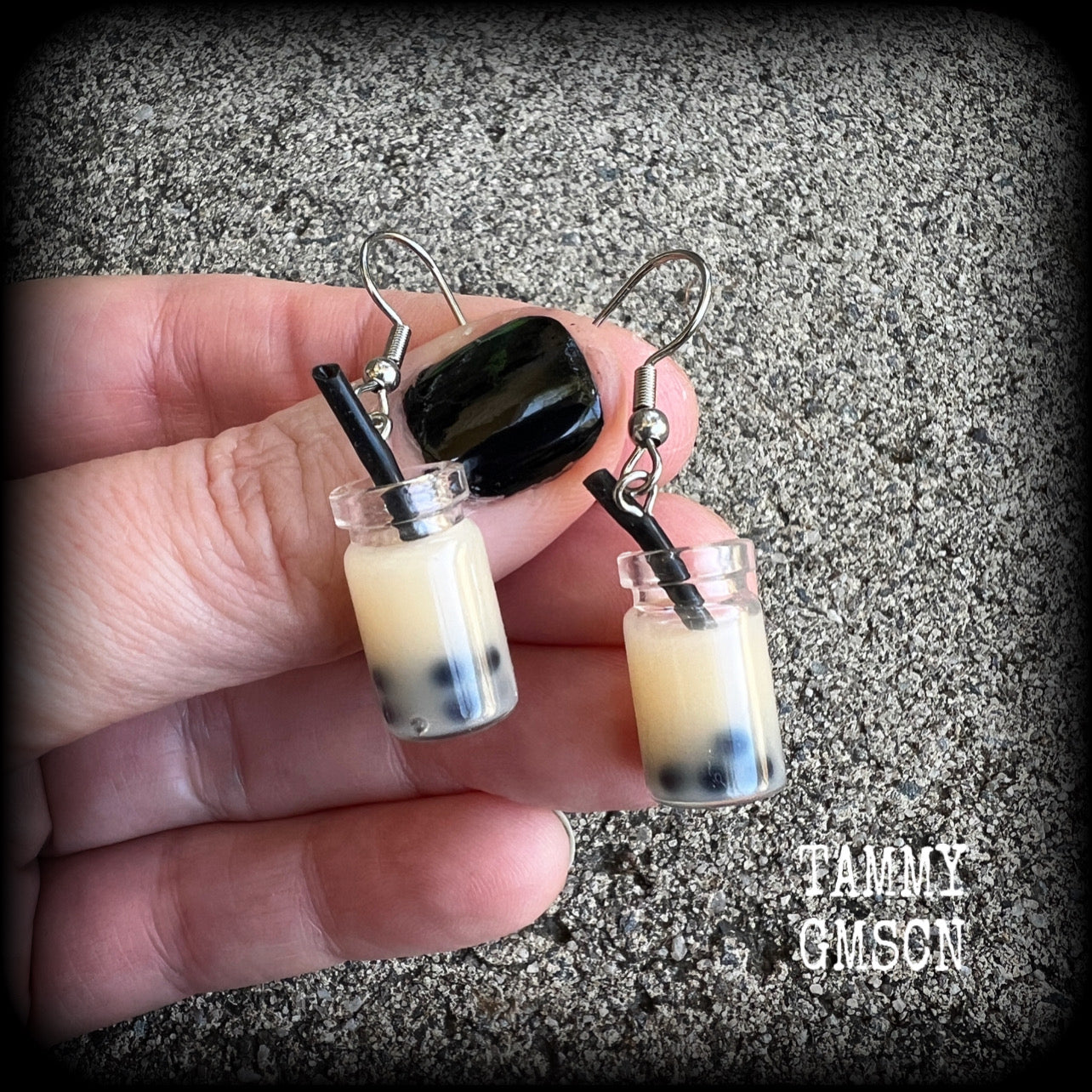 Boba tea earrings 