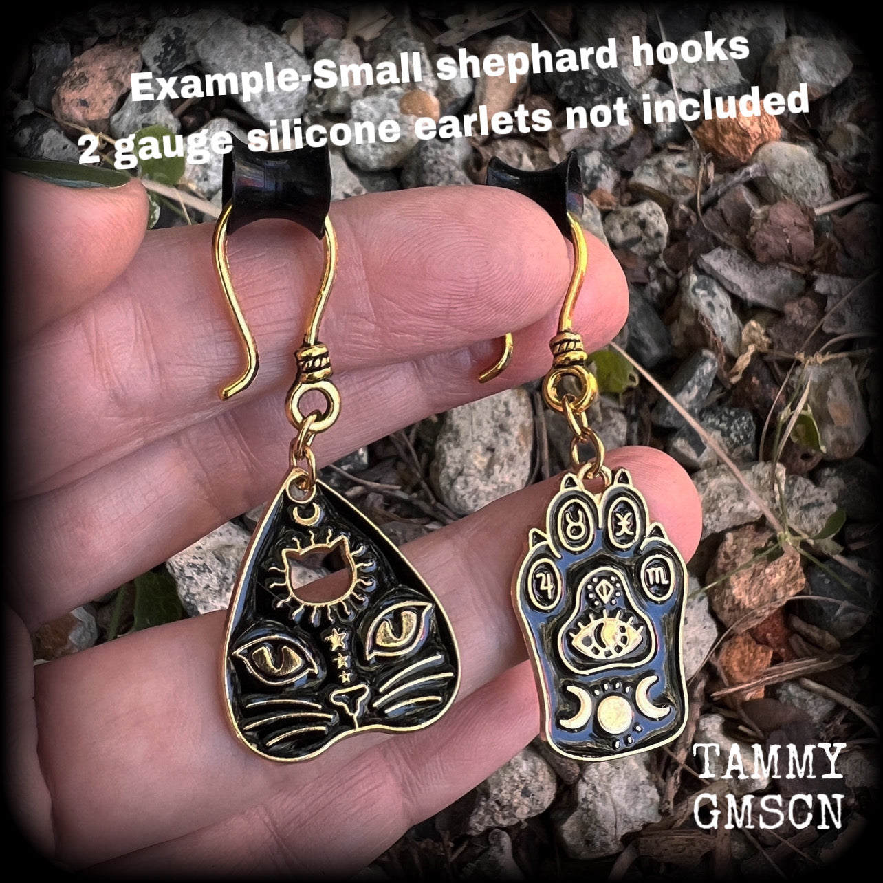 Black cat earrings Ouija earrings Tarot earrings Halloween earrings Witchy earrings Black Friday Planetary magick Crazy cat lady jewellery Wicca earrings Witchcraft earrings Coven earrings Planchette earrings Ouija board planchette