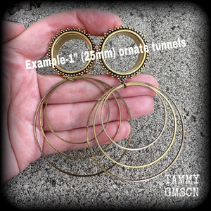 Boho hoop tunnels Gypsy boho earrings Oversize hoop earrings Plug hoops Tunnel hoops 25mm tunnels 1" gauge tunnel earrings Stretched lobes Stretched ears Gauged earrings Ear gauges Gauged ears Body jewelry 6mm 8mm 10mm 12mm 14mm 16mm 19mm 22mm 25mm