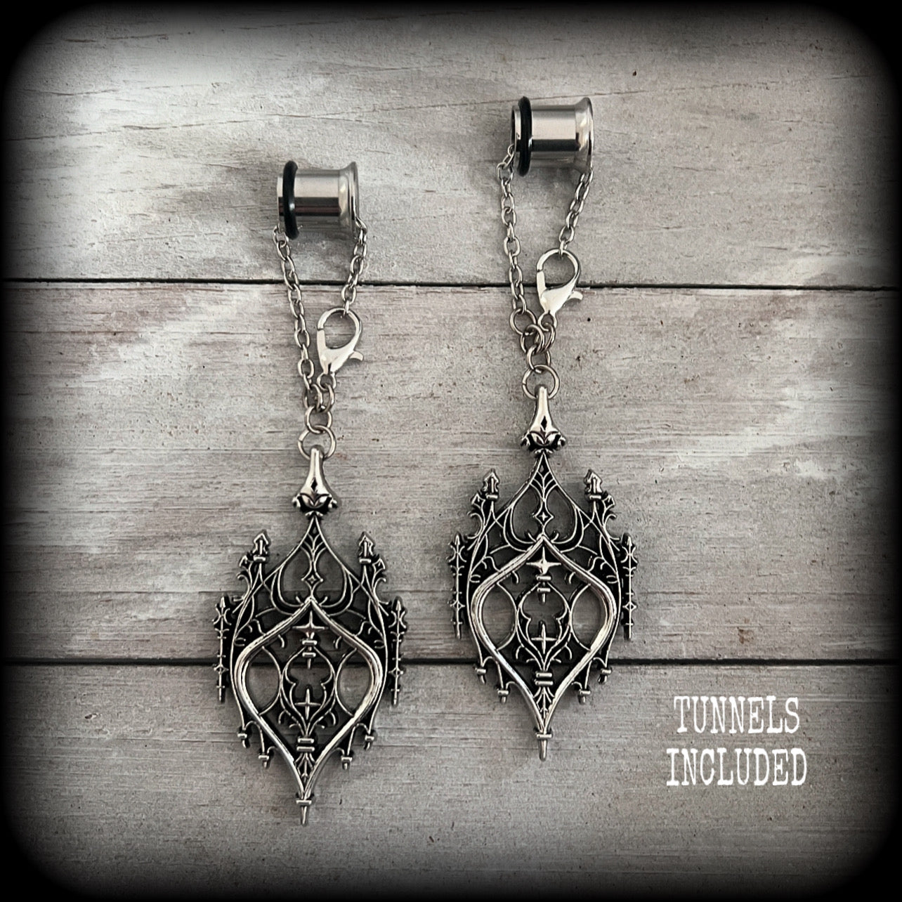 Gothic cathedral architecture ear hangers-TUNNELS INCLUDED