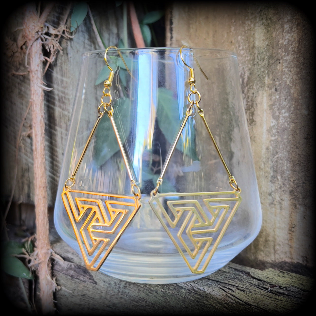 MC Escher triangle earrings-Geometric earrings