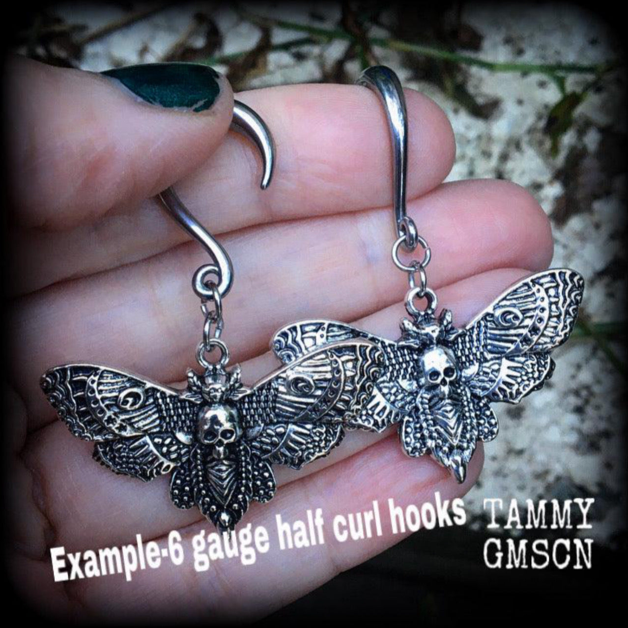DIY half curl hooks for stretched lobes-Silver