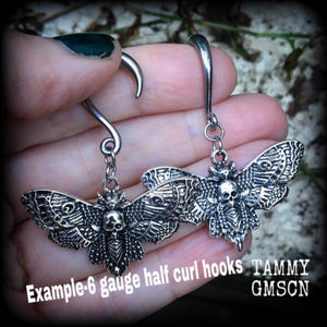 DIY half curl hooks for stretched lobes-Silver
