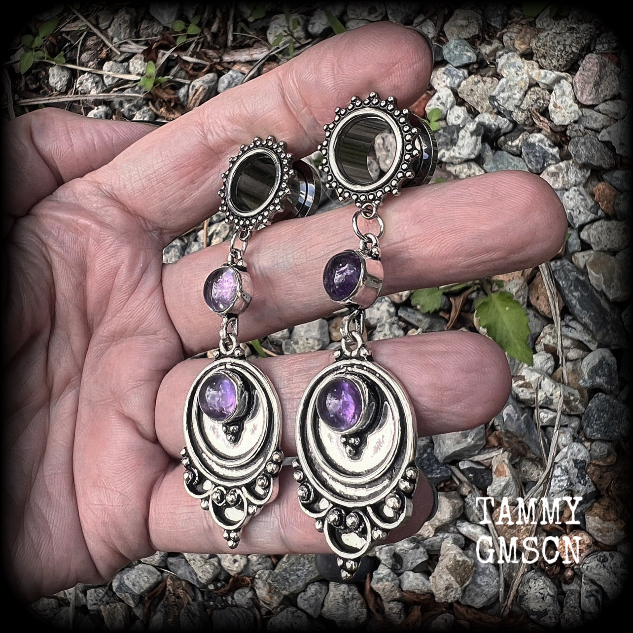 Amethyst ear weights 12mm tunnel earrings  jewelry Gemstone ear gauges Gypsy boho body jewelry Gemstone tunnel dangles Gemstone plugs Ear hangers Stretched lobes Gauged earrings Gauged ears 4mm 6mm 8mm 10mm 12mm 14mm 16mm 19mm 22mm 25mm 28mm 30mm