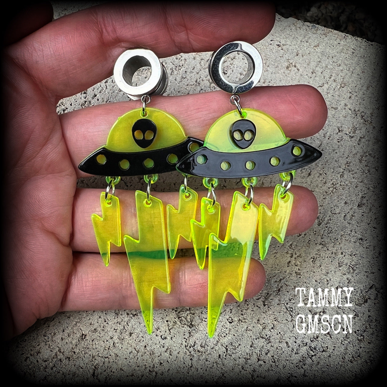 UFO tunnel earrings