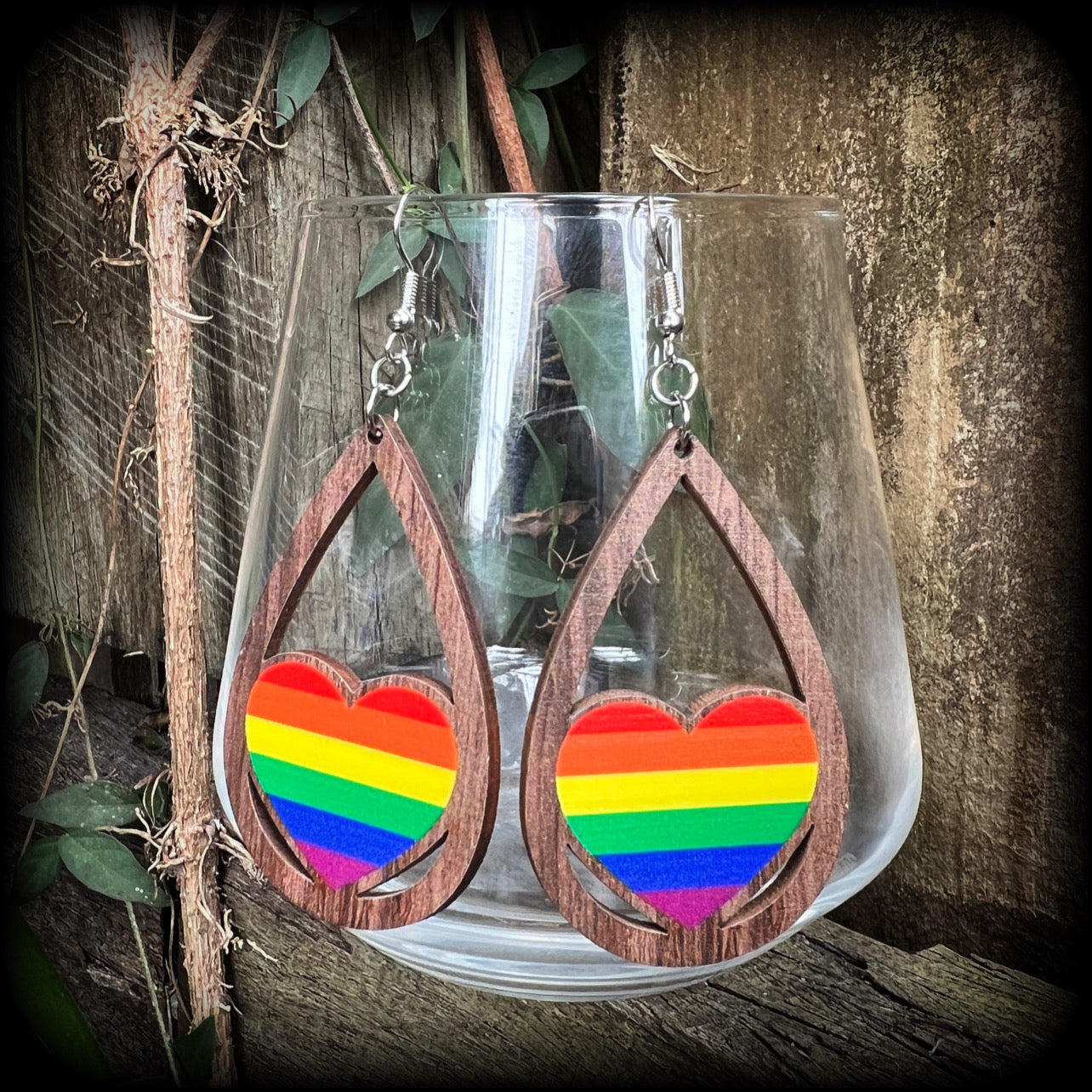 Pride flag earrings-Pride heart earrings