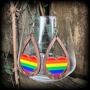 Pride flag earrings-Pride heart earrings