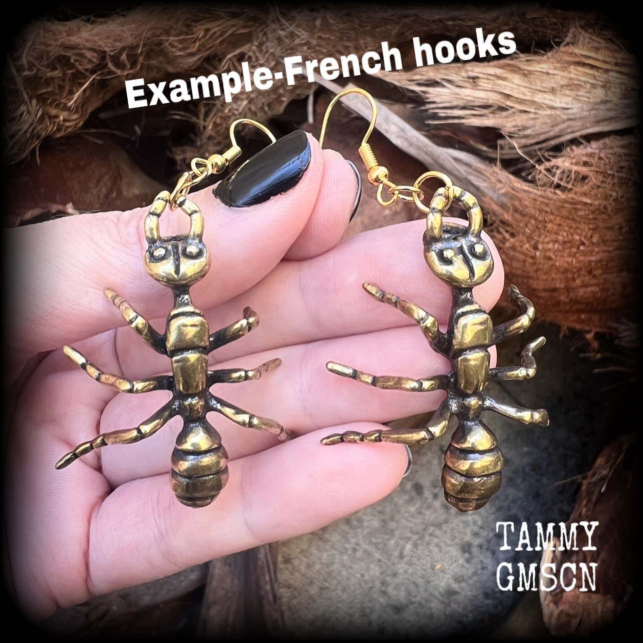 Ant earrings Brass ant earrings Forestpunk Forestcore Cottagecore Whimygoth Bugs Insects 