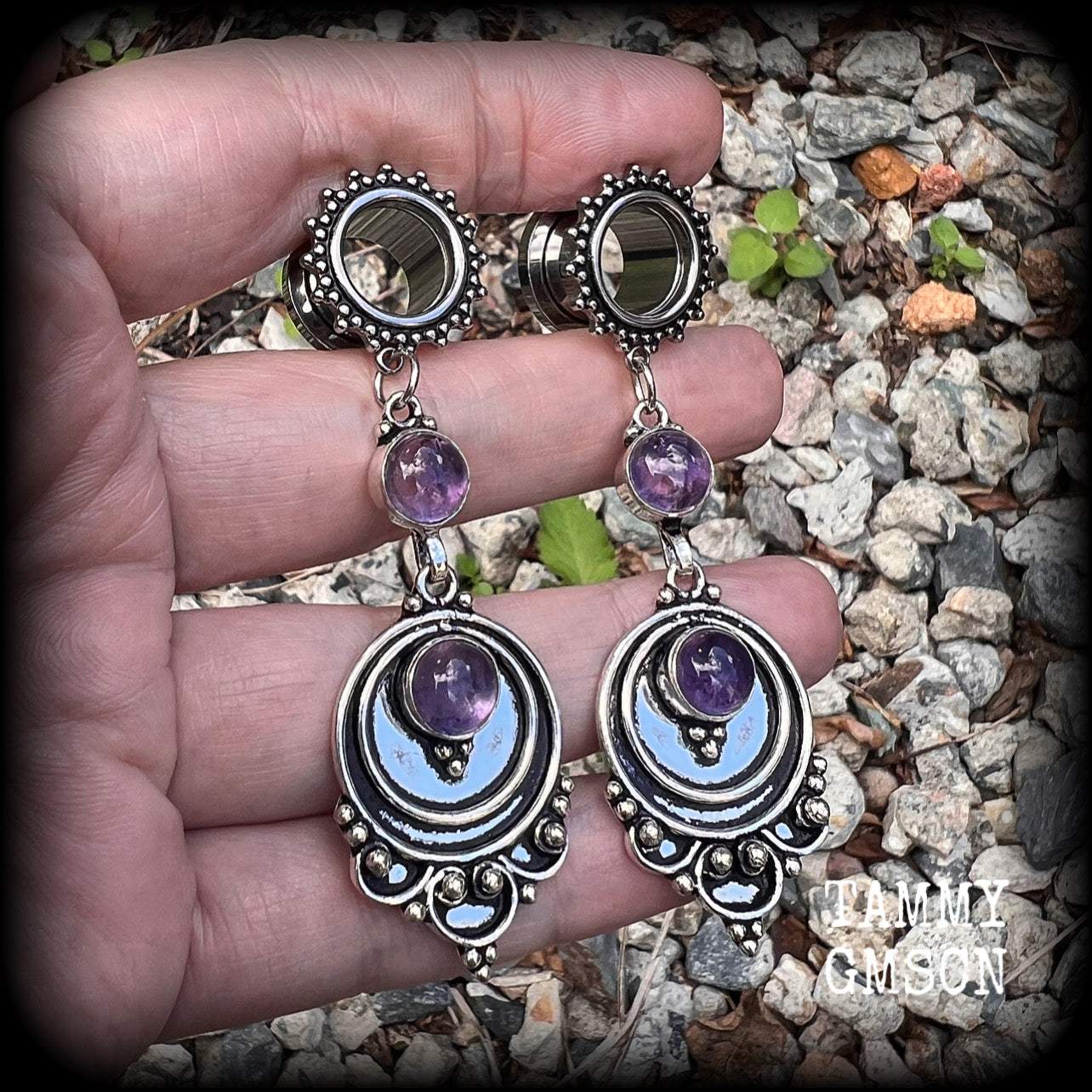 Amethyst ear weights 12mm tunnel earrings  jewelry Gemstone ear gauges Gypsy boho body jewelry Gemstone tunnel dangles Gemstone plugs Ear hangers Stretched lobes Gauged earrings Gauged ears 4mm 6mm 8mm 10mm 12mm 14mm 16mm 19mm 22mm 25mm 28mm 30mm