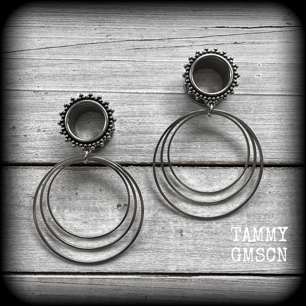 Boho hoop tunnel earrings-Geometric jewelry