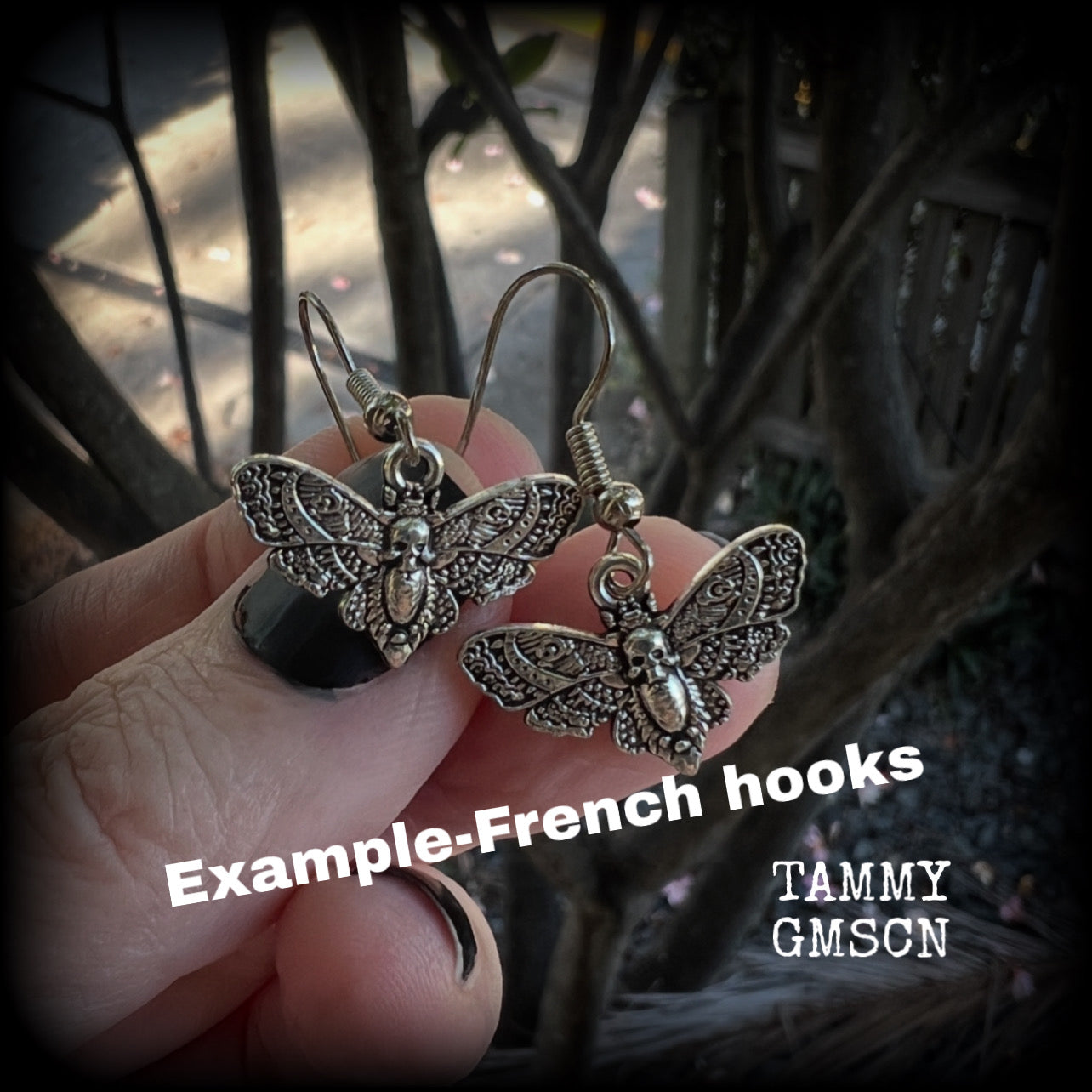 Petite Deaths head moth earrings-Gothic deathshead moth earrings