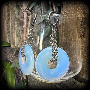 Opalite gauged earrings-Gemstone ear weights