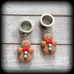 Gingerbread man tunnels Gingerbread man tunnels Secret santa Stocking stuffers Christmas ear gauges Gingerbread man gauges Gauged earrings Stretched lobes Gauged ears Ear hangers Christmas gifts Christmas plugs Xmas 4mm 6mm 8mm 10mm 12mm 14mm 16mm 19mm 22mm 25mm 28mm 30mm