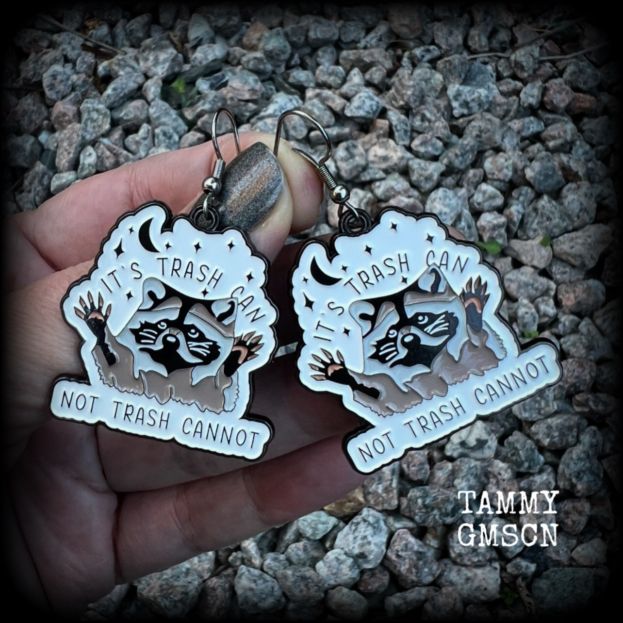 Trash can raccoon earrings-Trash panda earrings