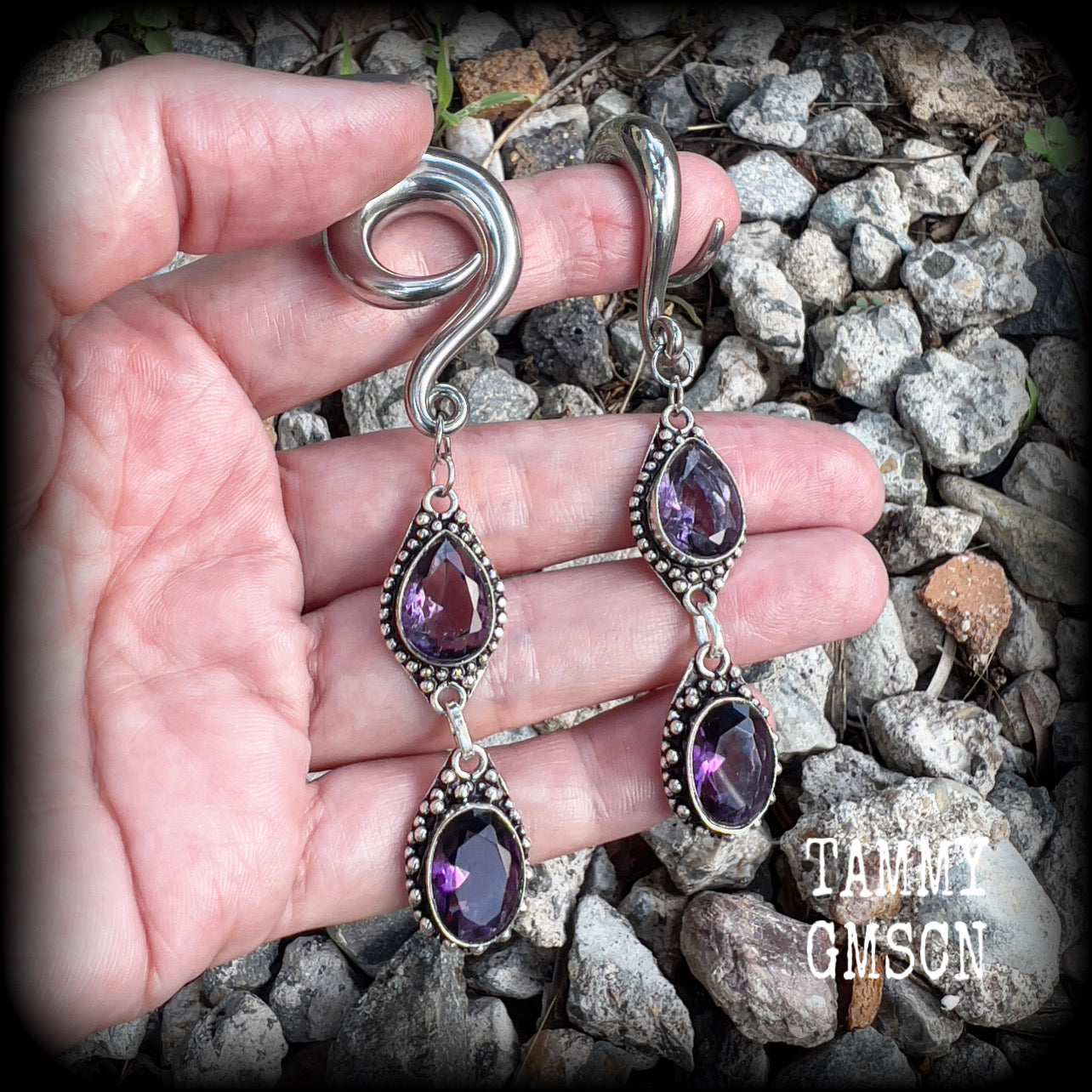 Amethyst ear weights