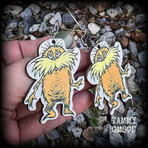 The Lorax Dr Seuss book earrings 