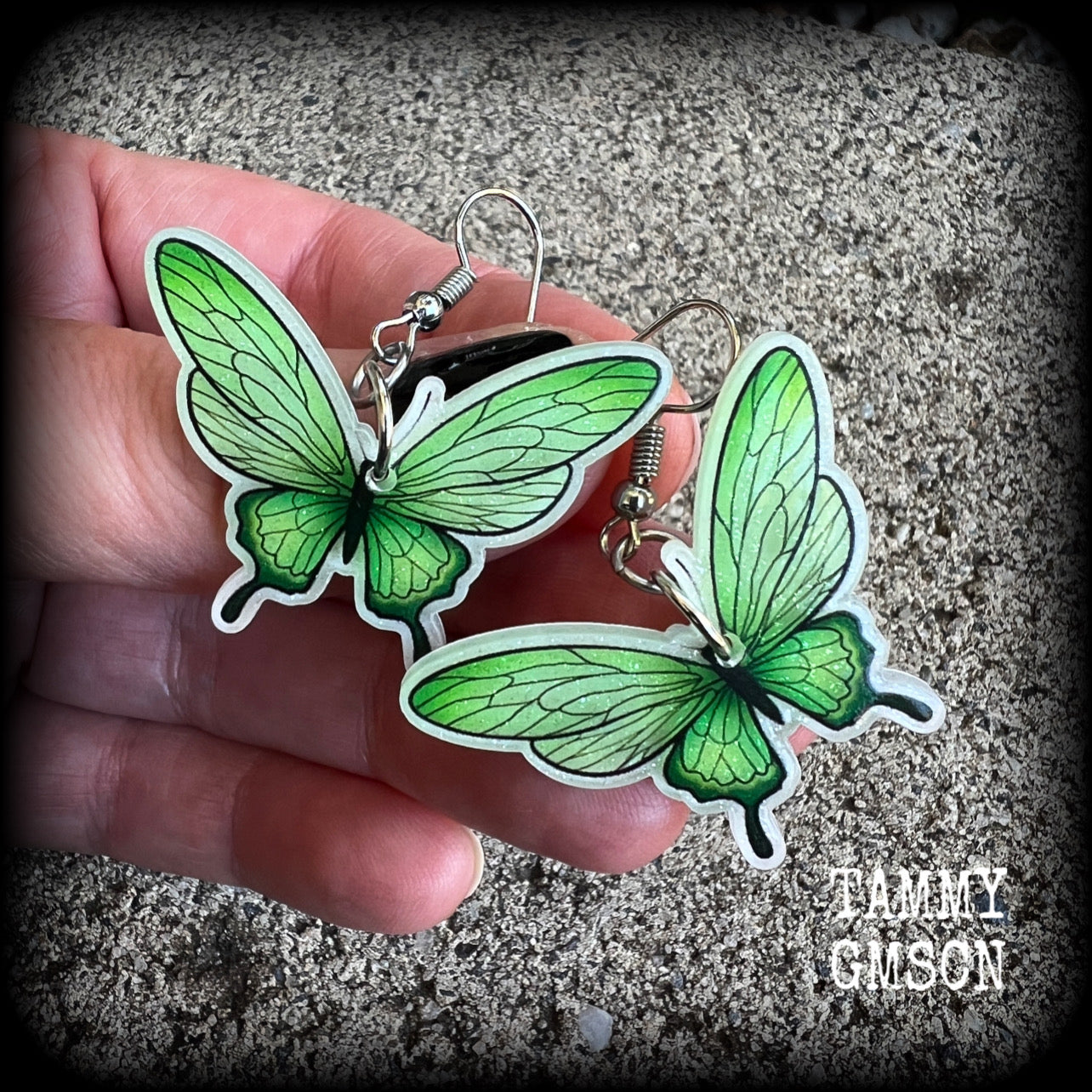 Green butterfly earrings Moth Butterfly jewelry Butterfly necklace Entomologist Entomology Insect earrings Insect jewelry Bugs earrings Gifts for girls Gifts for her Secret sanra Stocking stuffers Santa stocking Christmas gifts Christmas presents