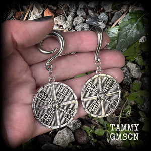 Viking earrings Viking shield earrings Shield maiden earrings Viking compass ear weights Viking jewelry Stretched ears Stretched lobes Gauged ears Gauged earrings Body jewelry Stretchers Viking jewellery 4mm 6mm 8mm 10mm 12mm 14mm 16mm 19mm 22mm 25mm 28mm 30mm