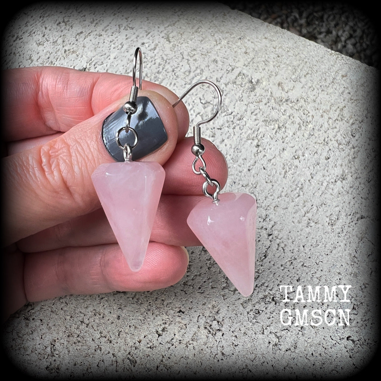 Rose quartz earrings-Gemstone earrings