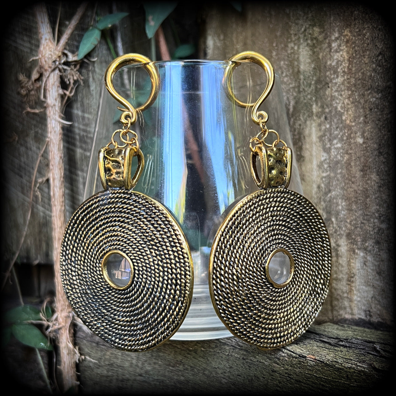 Sea Shanty nautical gauged earrings-Marine rope ear hangers