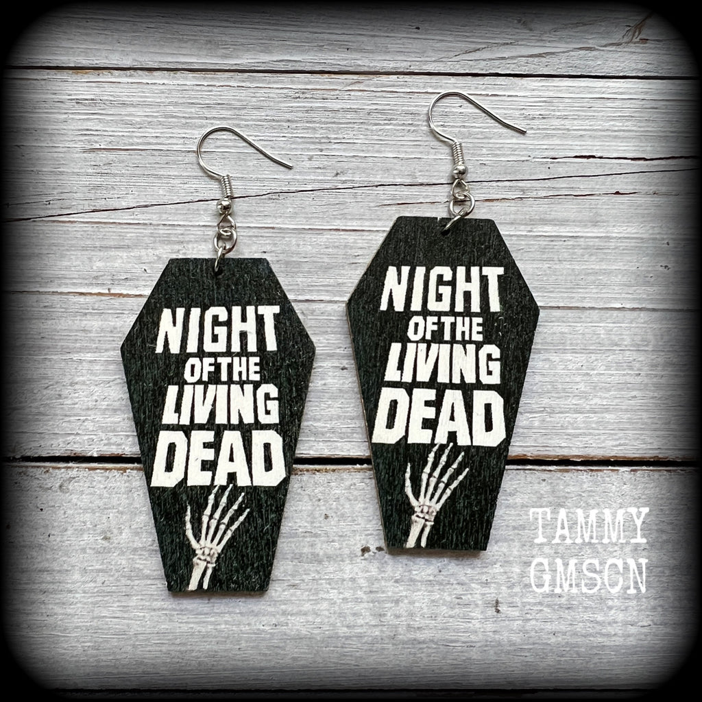 Zombie coffin earrings-Horror movie earrings