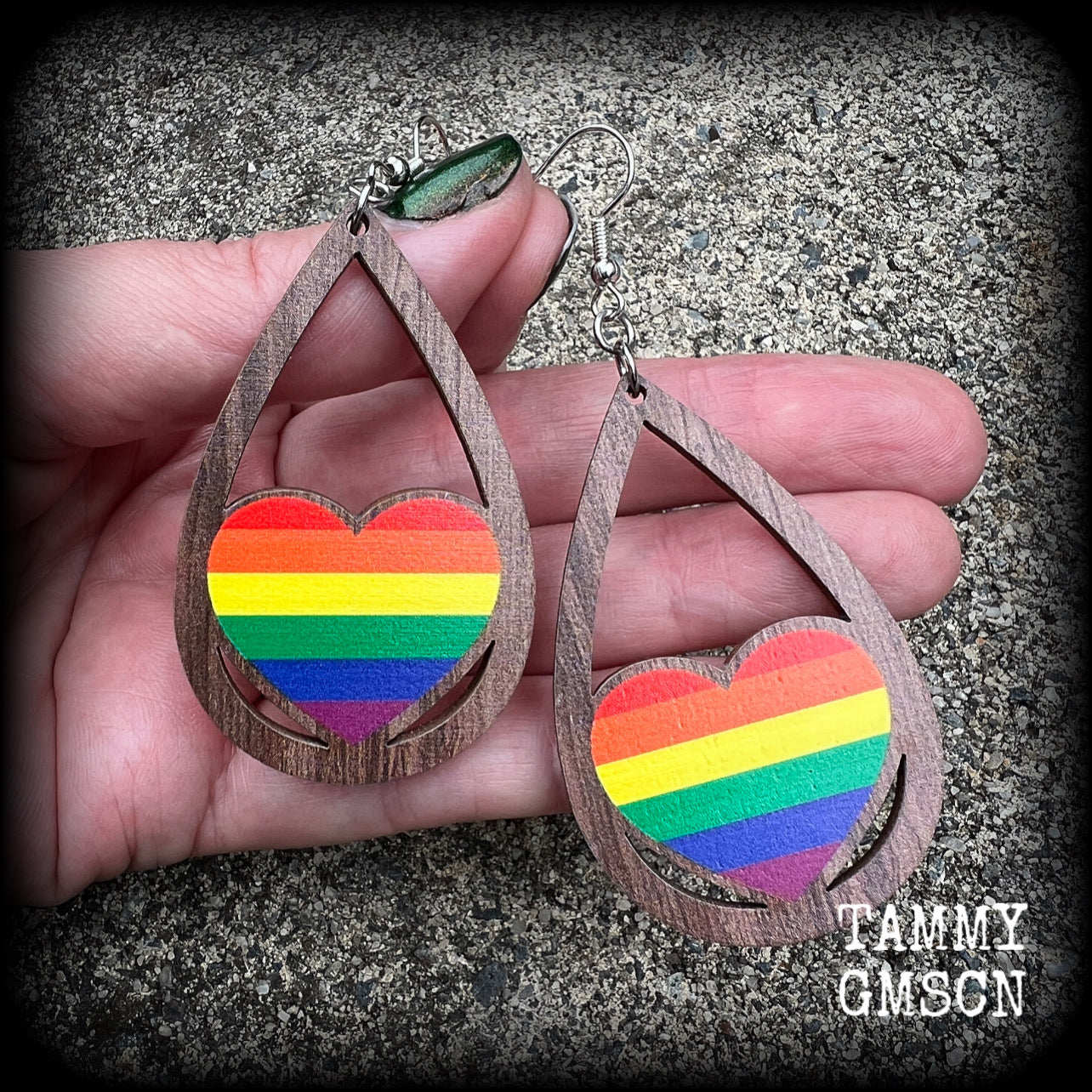 Pride flag earrings-Pride heart earrings