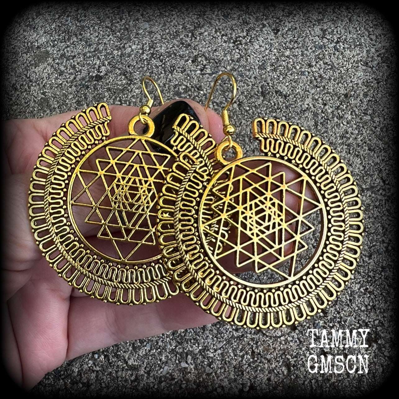 Sri Yantra earrings-Sri Chakra earrings