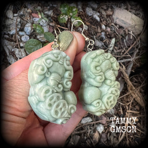 Jade foo dog earrings 