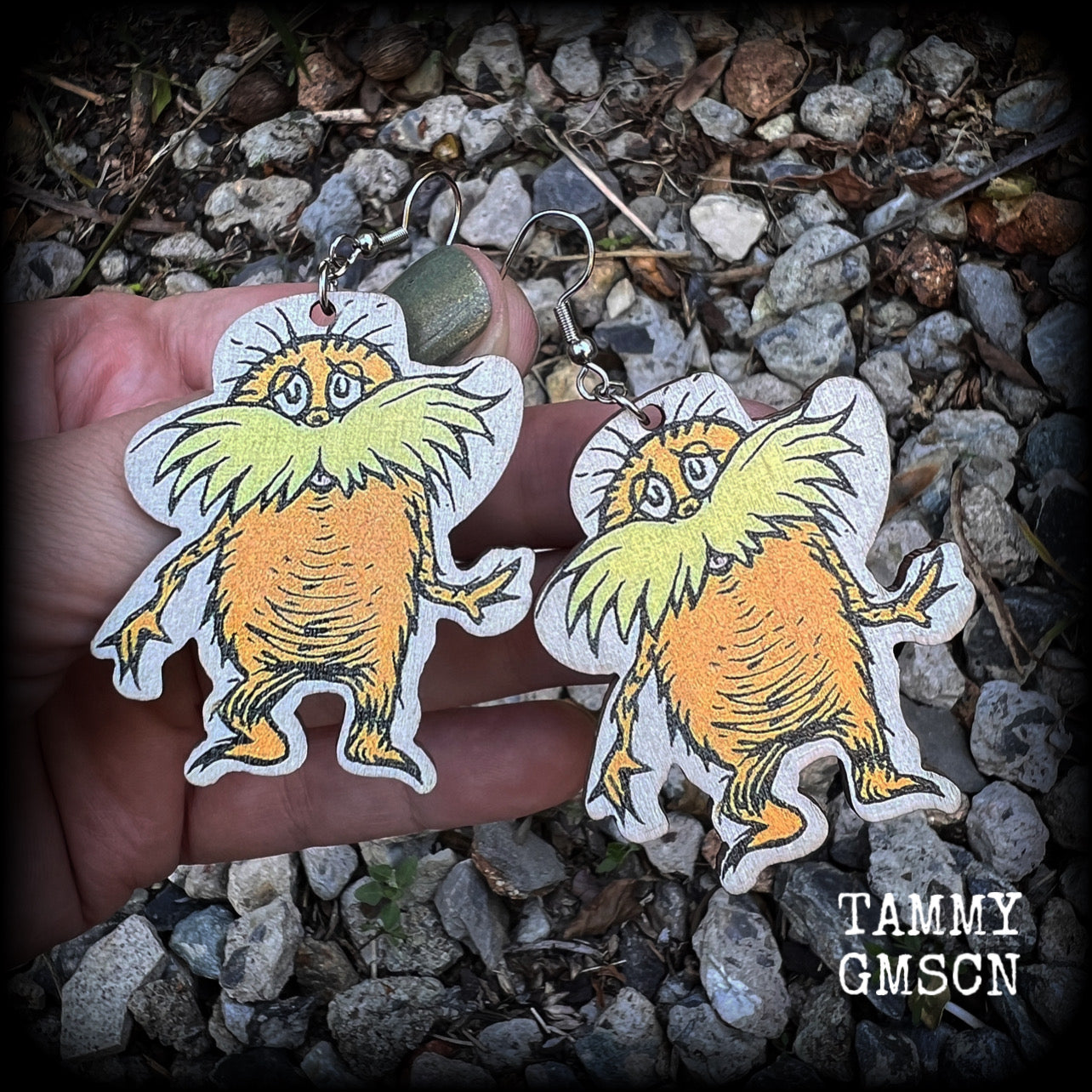 The Lorax Dr Seuss book earrings 