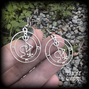 Sigil of Samael earrings Sigil jewelry Sigil jewellery Demons Demonology earrings Sigil earrings Occult earrings Occult jewelry Lesser magick Greater magick Crowley Aquino LaVey Esoteric earrings Church of Satan Key of Solomon Pierced ears Ear gauges