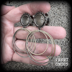 Boho hoop tunnel earrings-Geometric jewelry