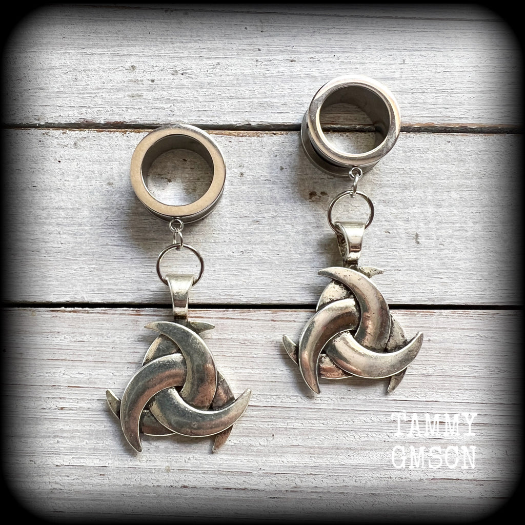 Triple horn tunnel earrings-Viking jewelry