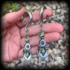 Peridot earrings Peridot gauged earrings 0 gauge ear weights Gemstone ear weights Gemstone tunnel earrings Tunnel dangles Gemstone plugs Gauged ears Body jewelry Stretched lobes Stretched ears 4mm 6mm 8mm 10mm 12mm 14mm 16mm 19mm 22mm 25mm 28mm 30mm