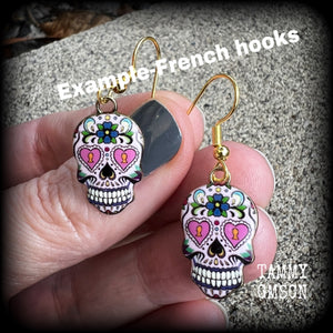 Day of the dead sugar skull earrings-Halloween earrings