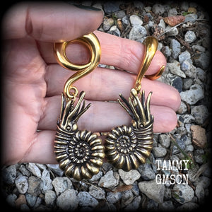 Nautilus ear weights Fossil ear weights Brass ear weights 0 gauge ear weights Gauged earrings 6g 2g 0g 00g 1/2” 9/16” 5/8” 3/4” 7/8” 1” 1.18
