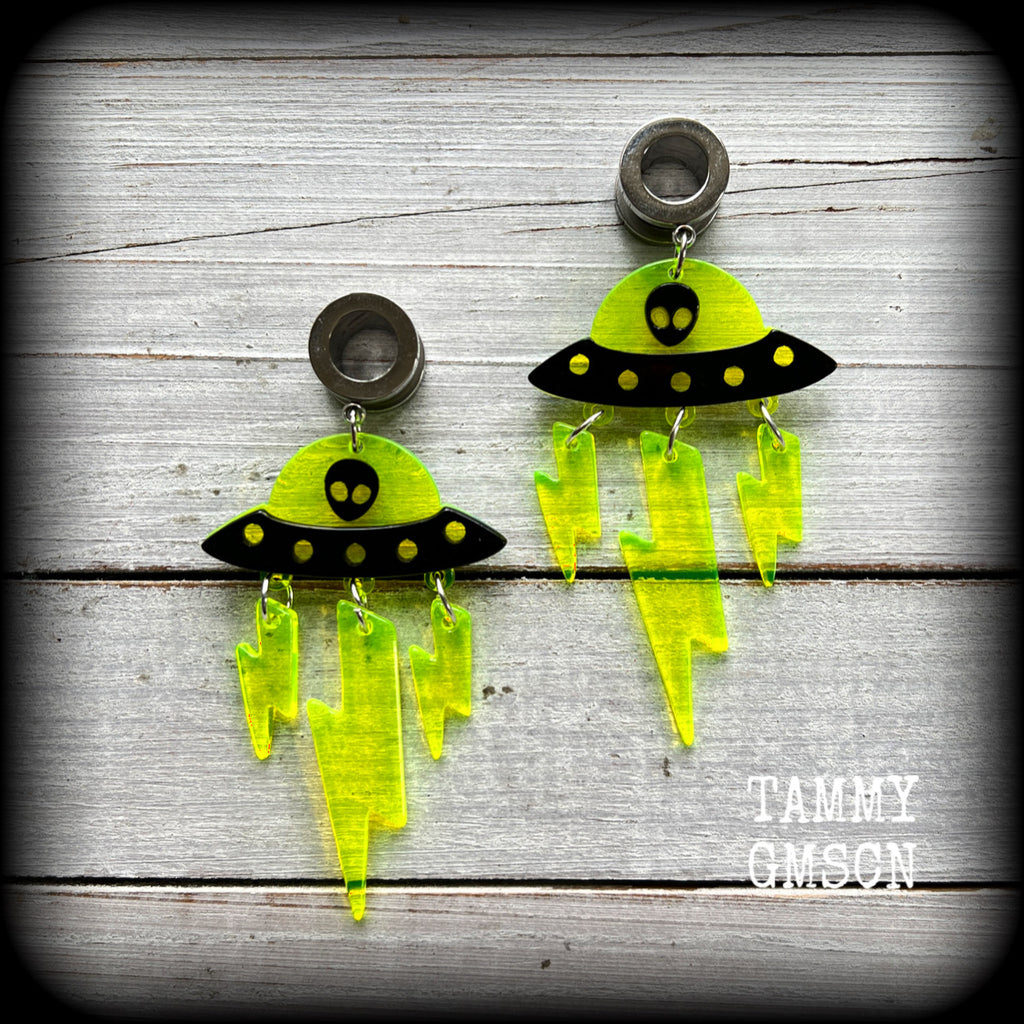 UFO tunnel earrings