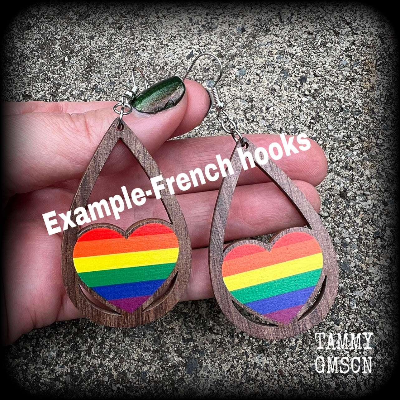 Pride flag earrings-Pride heart earrings