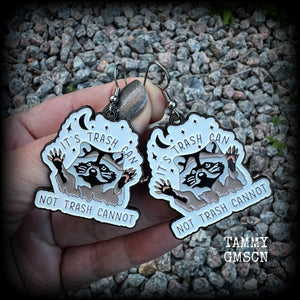 Trash can raccoon earrings-Trash panda earrings