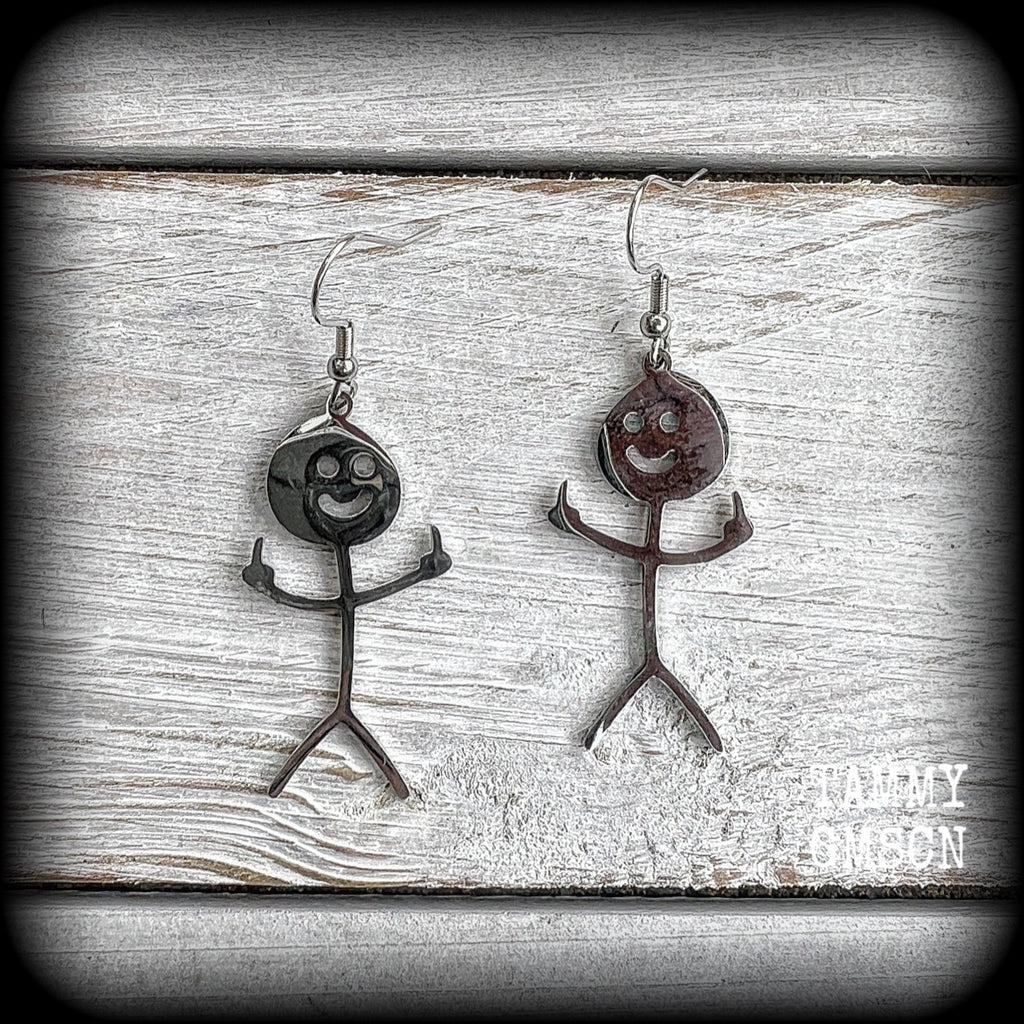 Stick figure earrings-The finger