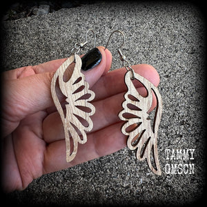 Butterfly wings earrings-Wood earrings