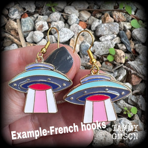 UFO earrings-Flying saucer earrings