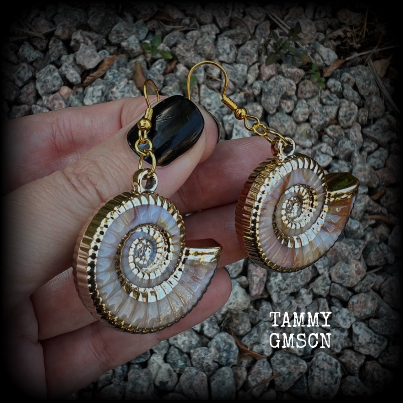 Nautilus shell earrings-Acrylic shell earrings