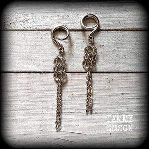 Chain link gauged earrings-Punk earrings