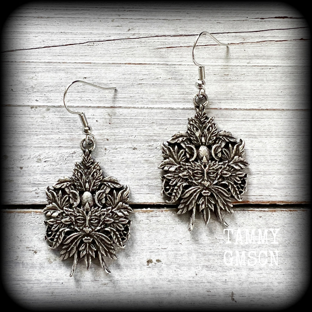 Green man earrings-Greenman earrings