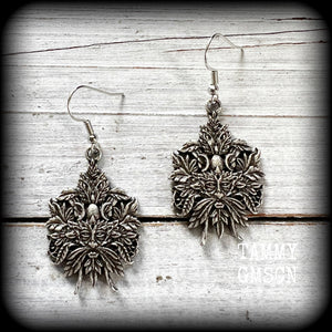 Green man earrings-Greenman earrings